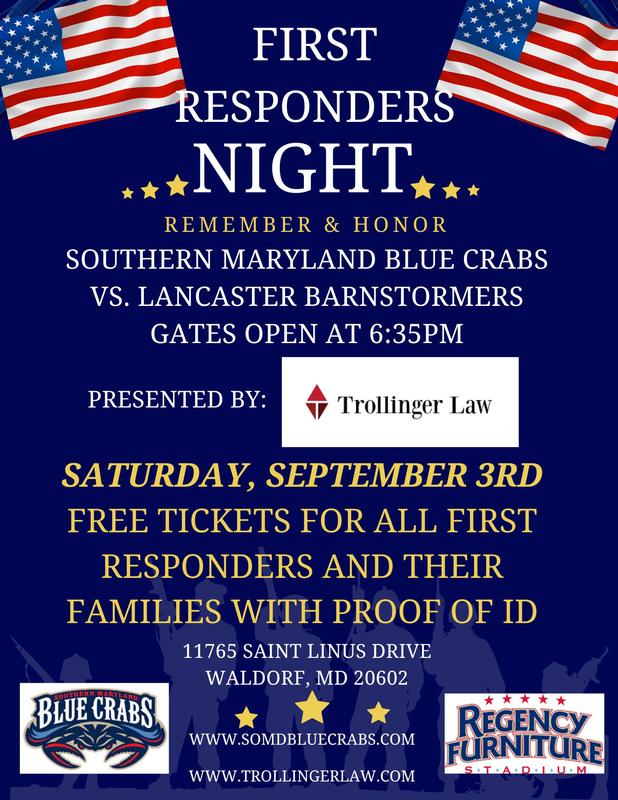 First Responders Night Blue Crabs Stadium, Saturday, September 3